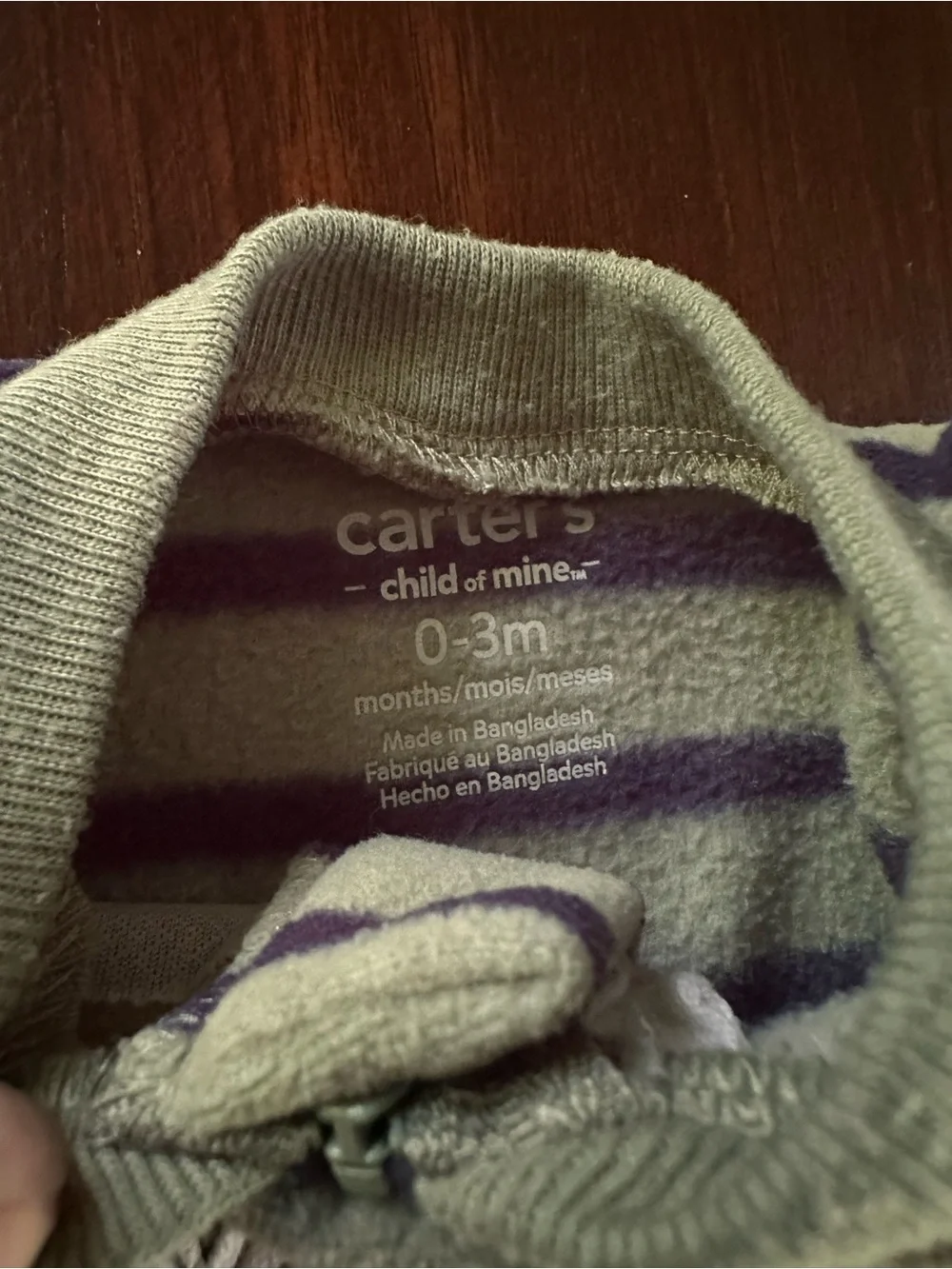 3- Carter's Striped 'Little Brother' Footed Pajamas - Blue, Green, Cream